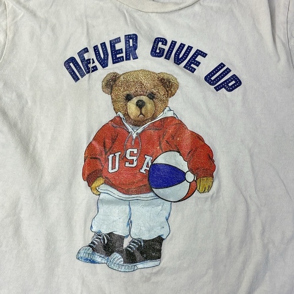 Seven Souls USA Bear Never Give Up Short Sleeve Tee, size 10-12 - Picture 2 of 6